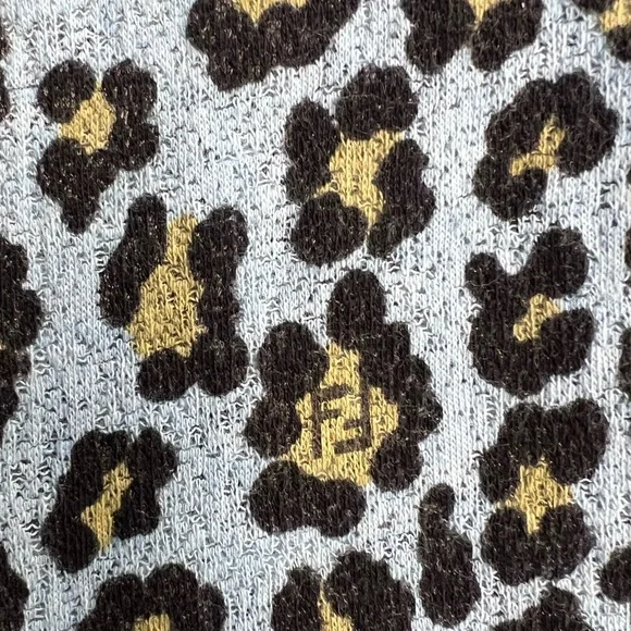 Fendi Leopard Print Cardigan with Light Blue Trim